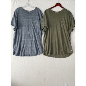 Marine Layer Mens XXL Pocket Crew T-Shirt Bundle 2 Blue Olive Green Slub USA